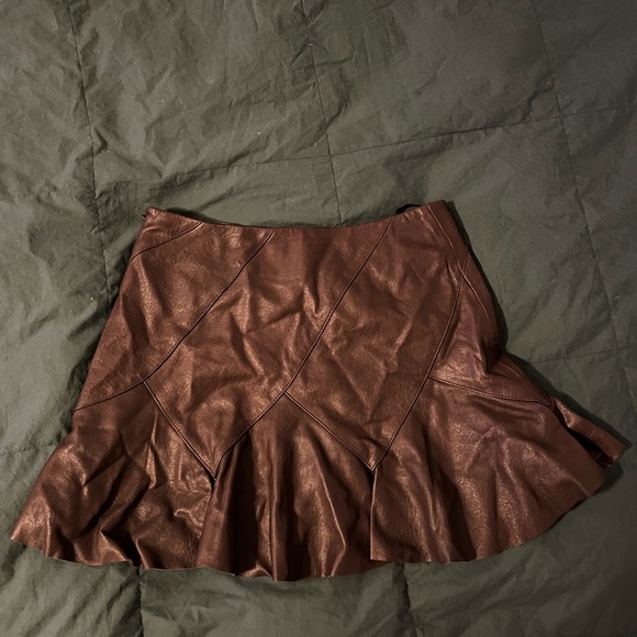 DEREK LAM 10 CROSBY Flared Mini Skirt in Brown - Picture 3 of 9